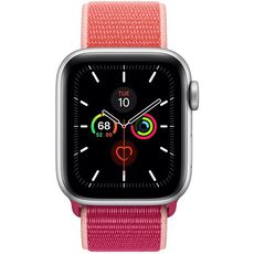 Apple Watch Series 5 GPS 44mm Silver Aluminum Case with Sport Loop Pomegranate