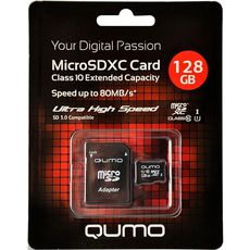   4K MicroSD 128gb Qumo UHS-1 U3.0 10 +  SD