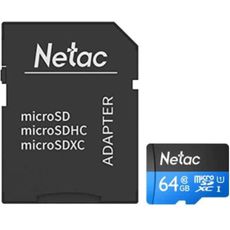   MicroSD 64gb Netac SDXC Class 10 UHS-I ( NT02P500PRO-64G-R ) + SD adapter