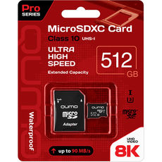   MicroSD 8K 512gb Qumo UHS-1 U3 Pro seria +  SD