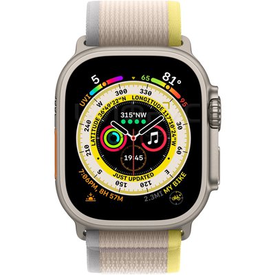 Apple Watch Ultra 49 mm Titanium Case, Trail Yellow/Beige (Small/Medium, 130-180 mm) Yellow/Beige - 