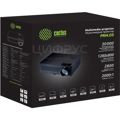 Cactus LCD 2800Lm (1920x1080) 2000:1  :30000 2xUSB typeA 2xHDMI 4.2 (CS-PRM.05B.WUXGA-W) (EAC) - 