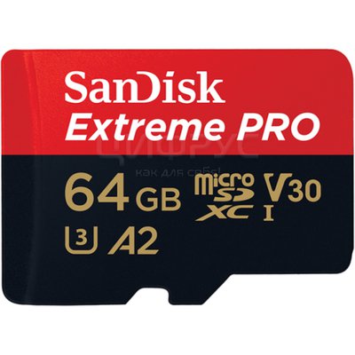  MicroSD 4K 64gb (200Mb/s) 64 Sandisk Extreme Pro Class 10/UHS-I U3 ( SDSQXCU-064G-GN6MA ) - 
